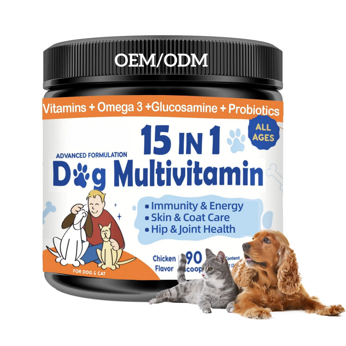 Pet Supplement 15 in 1 Multivitamin Powder for Dogs and Cats Support Digestion Health and Healthy Joint & Bones